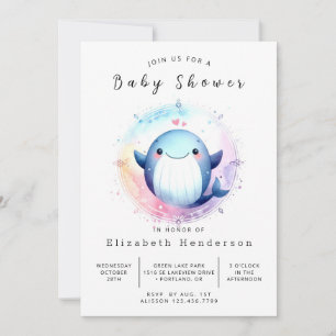 Invitación Baby Shower de ballena simple en línea