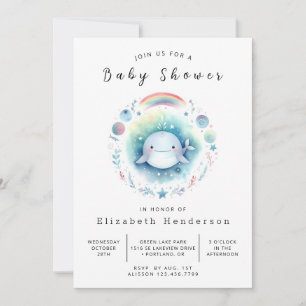 Invitación Baby Shower de ballena simple imprimible