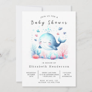 Invitación Baby Shower de ballenas acuáticas en línea