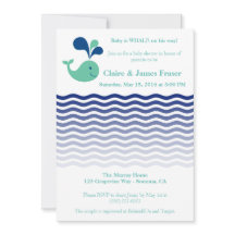 Baby Shower de ballenas azul y verde