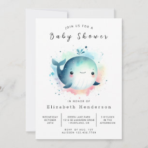 Invitación Baby Shower de ballenas editable por moda