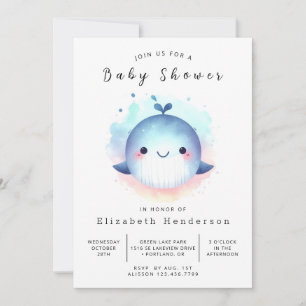 Invitación Baby Shower de ballenas en línea de mar