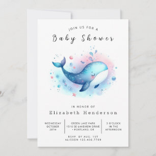 Invitación Baby Shower de ballenas encantado