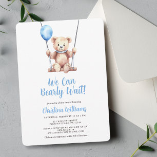 Invitación Baby Shower de Balloon Teddy Bear Boy