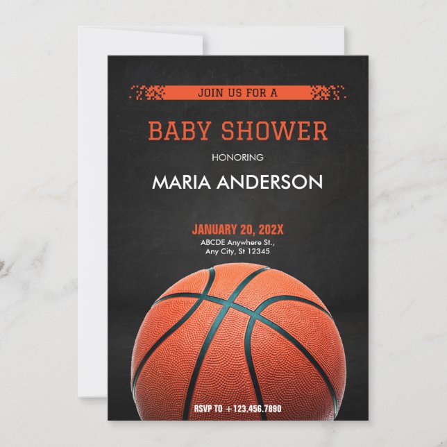 Invitación Baby Shower de baloncesto (Anverso)