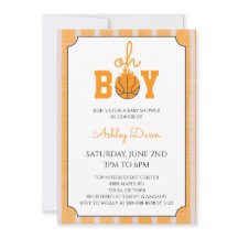 Baby Shower de Baloncesto de Rayas Naranjas