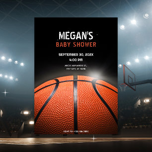 Invitación BABY SHOWER de Baloncesto oscuro Negro, 