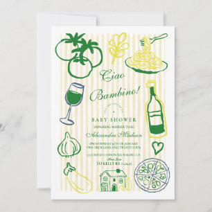 Invitación Baby Shower de banda amarilla Ciao Bambino