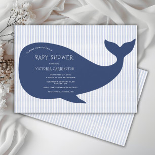 Invitación Baby Shower de banda de ballena azul