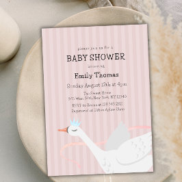 Invitación Baby Shower de banda de cisnes de princesa rosa