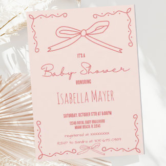 Invitación Baby Shower de barrido de mano de pintu