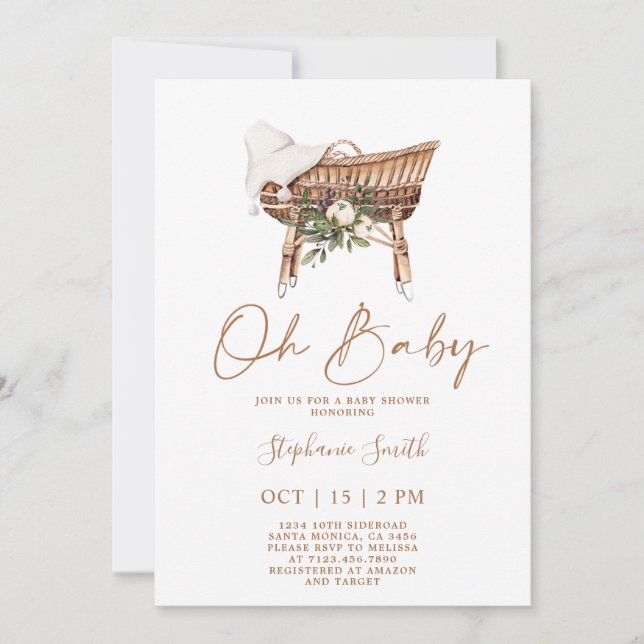 Invitación Baby Shower de Bassinet Nursery (Anverso)