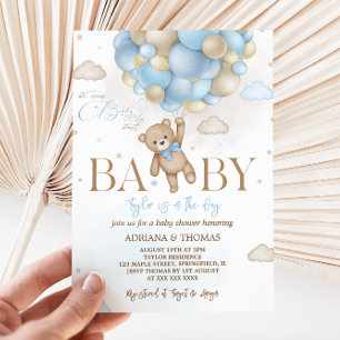 Invitación Baby Shower de Bear Blue Boy