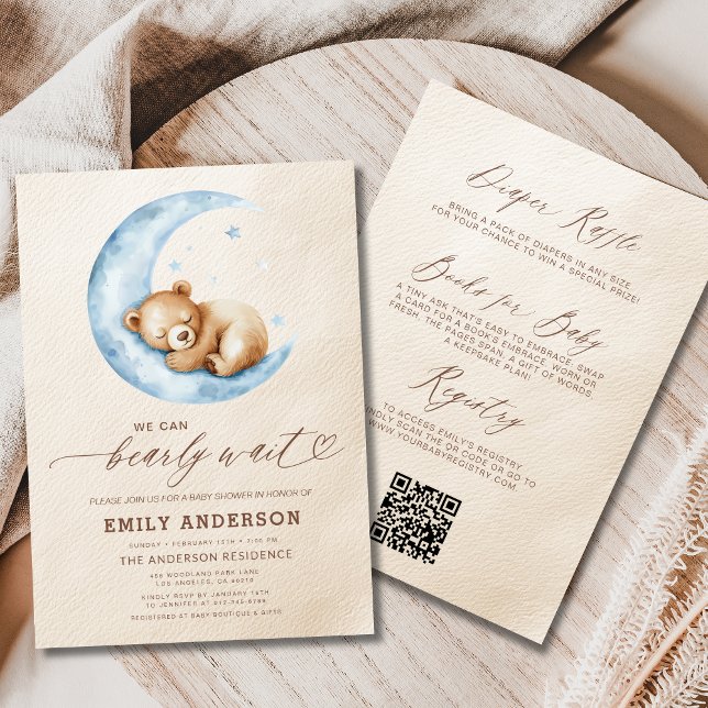 Invitación Baby Shower de Bearly Wait Blue Boy (Subido por el creador)