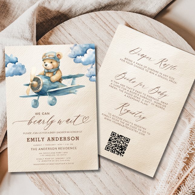Invitación Baby Shower de Bearly Wait Blue Boy (Subido por el creador)