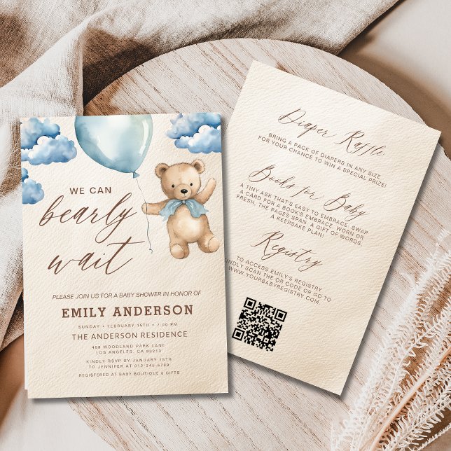 Invitación Baby Shower de Bearly Wait Blue Boy (Subido por el creador)