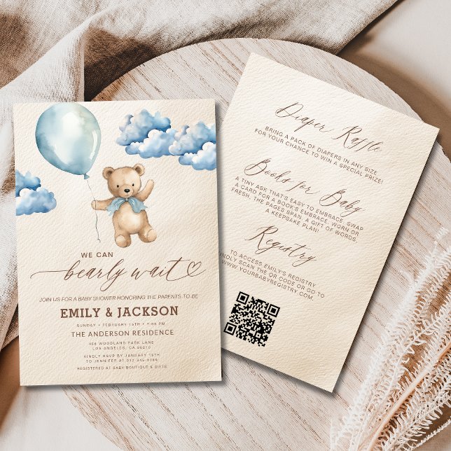 Invitación Baby Shower de Bearly Wait Blue Boy (Subido por el creador)