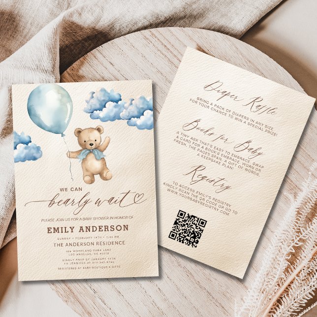 Invitación Baby Shower de Bearly Wait Blue Boy (Subido por el creador)