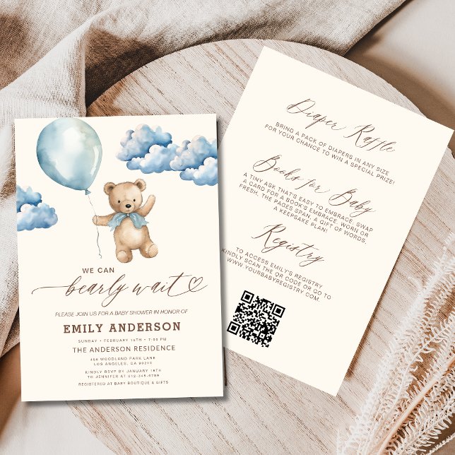 Invitación Baby Shower de Bearly Wait Blue Boy (Subido por el creador)
