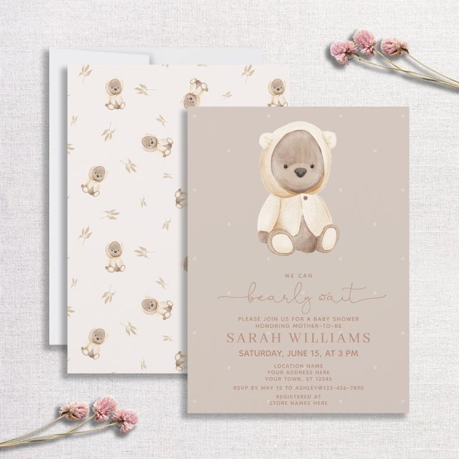 Invitación Baby Shower de Bearly Wait Brown minimalista (Subido por el creador)
