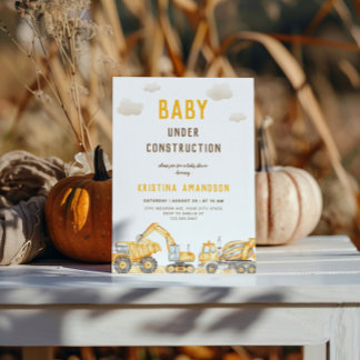 Invitación Baby Shower de bebé en construcción