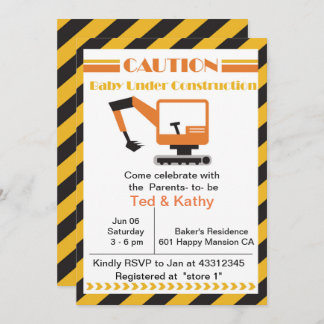 Invitación Baby Shower de bebé en construcción