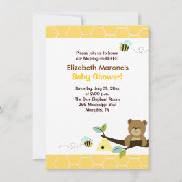 Invitación Baby Shower de bebe y oso de miel 4x6