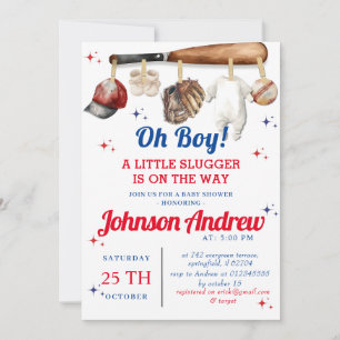 Invitación Baby Shower de béisbol deportivo personal
