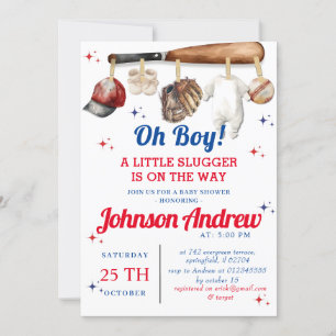 Invitación Baby Shower de béisbol deportivo personal