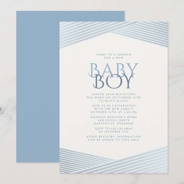 Invitación Baby Shower de bienvenida a las franjas (Anverso / Reverso)