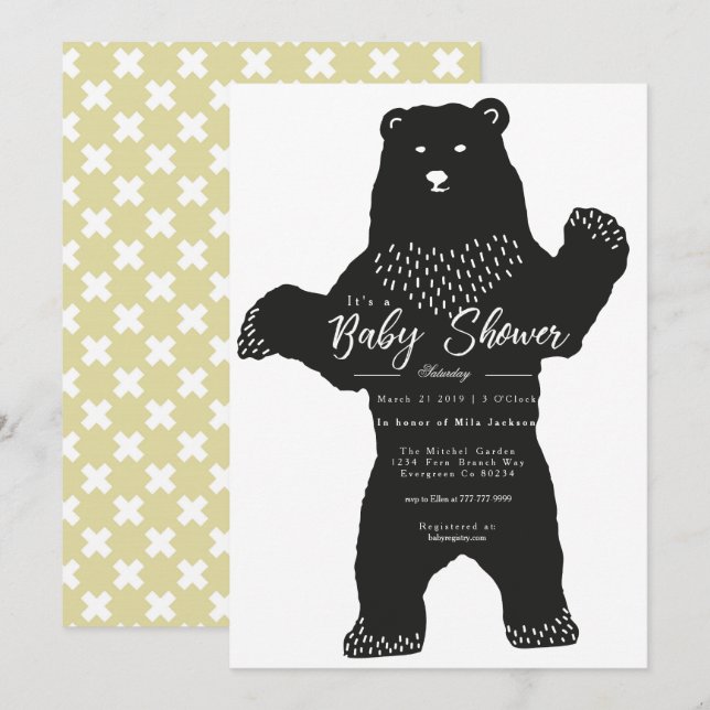 Invitación Baby Shower de Big Bear (Anverso / Reverso)