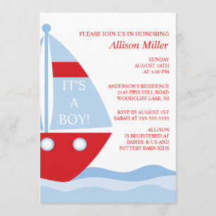 INVITACIÓN Baby Shower DE BIg & Bold SAILBOAT Boy