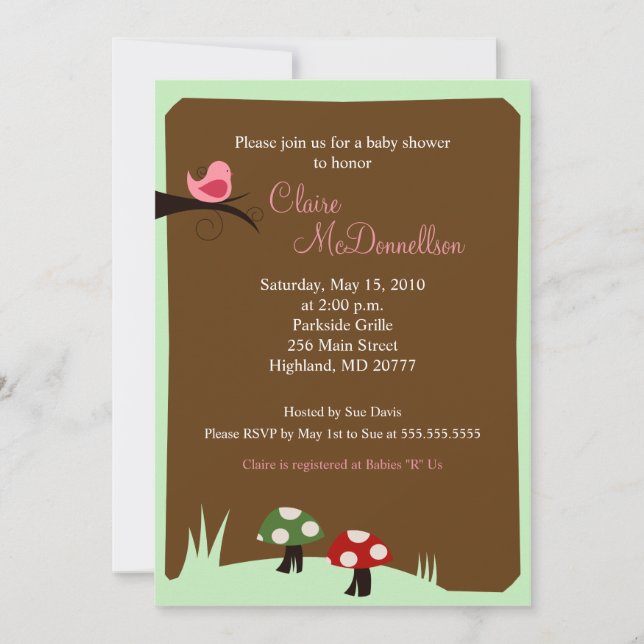 Invitación Baby Shower de Birdie Woodland 5x7 (Anverso)