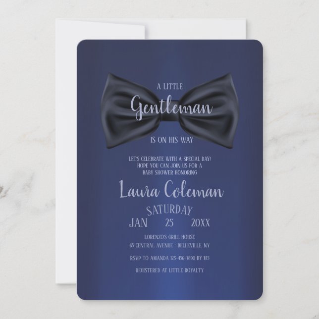 Invitación Baby Shower de Black Bowtie (Anverso)