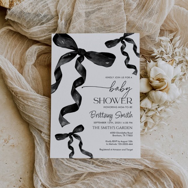 Invitación Baby Shower de Black Coquette Bow (Subido por el creador)