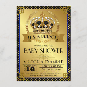 Invitación Baby Shower de Black Gold Prince