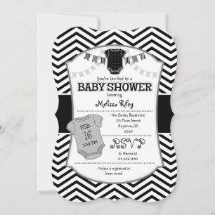 Invitación Baby Shower de Black Gray Chevron