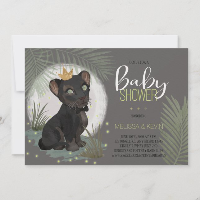 Invitación Baby Shower de Black Panther Prince (Anverso)
