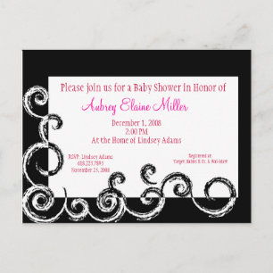 Invitación Baby Shower de Black & White Swirl