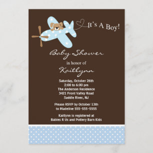 Invitación Baby Shower de Blue Airplane Boy
