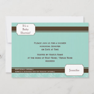 Invitación Baby Shower de Blue and Brown Pinstripe
