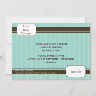 Invitación Baby Shower de Blue and Brown Pinstripe
