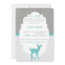 Invitación Baby Shower de Blue Baby Deer Burlap Ch