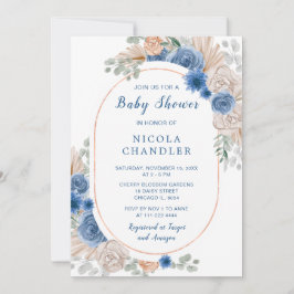 Invitación Baby Shower de Blue Boho Pampas Grass