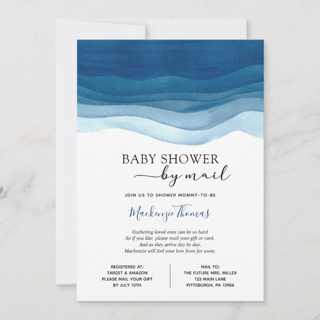 Invitación Baby Shower de Blue Boy por correo (Anverso)