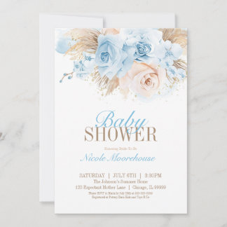 Invitación Baby Shower de Blue Boys Pampas Grass