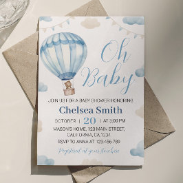 Invitación Baby Shower de Blue Brown Teddy Bear Bo