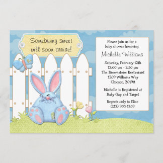Invitación Baby Shower de Blue Bunny