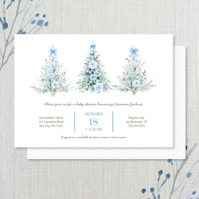 Invitación Baby Shower de Blue Christmas Trees Boy (Subido por el creador)