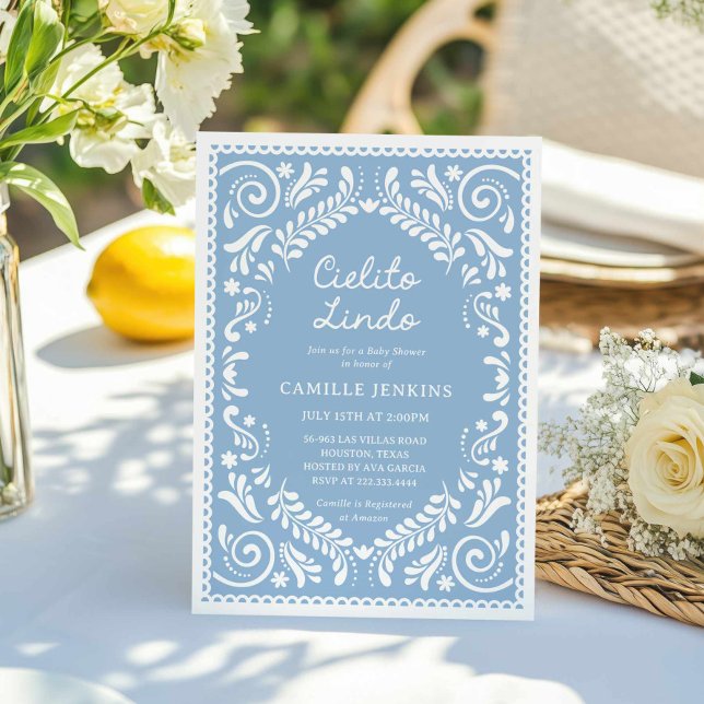 Invitación Baby Shower de Blue Cielito Lindo Boy (Blue Cielito Lindo Boy Baby Shower Invitation)